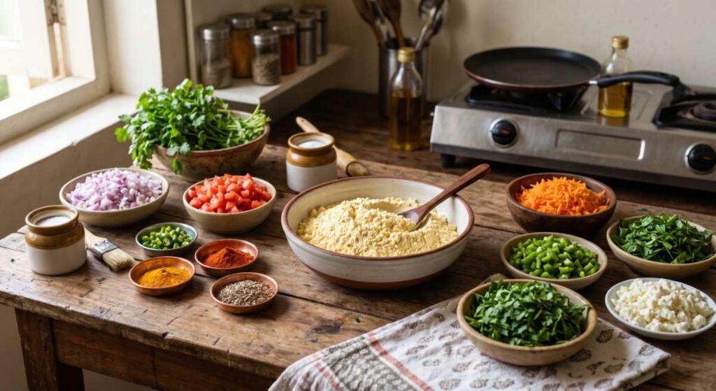 Ingredients for Besan cheela recipe