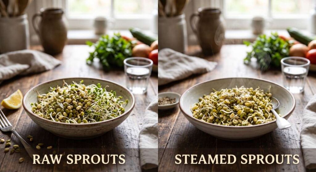 Raw vs steamed sprouts