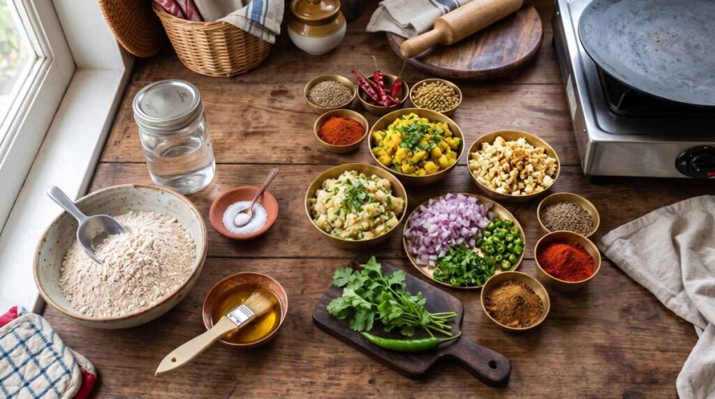 ingredients to make stuffed paratha